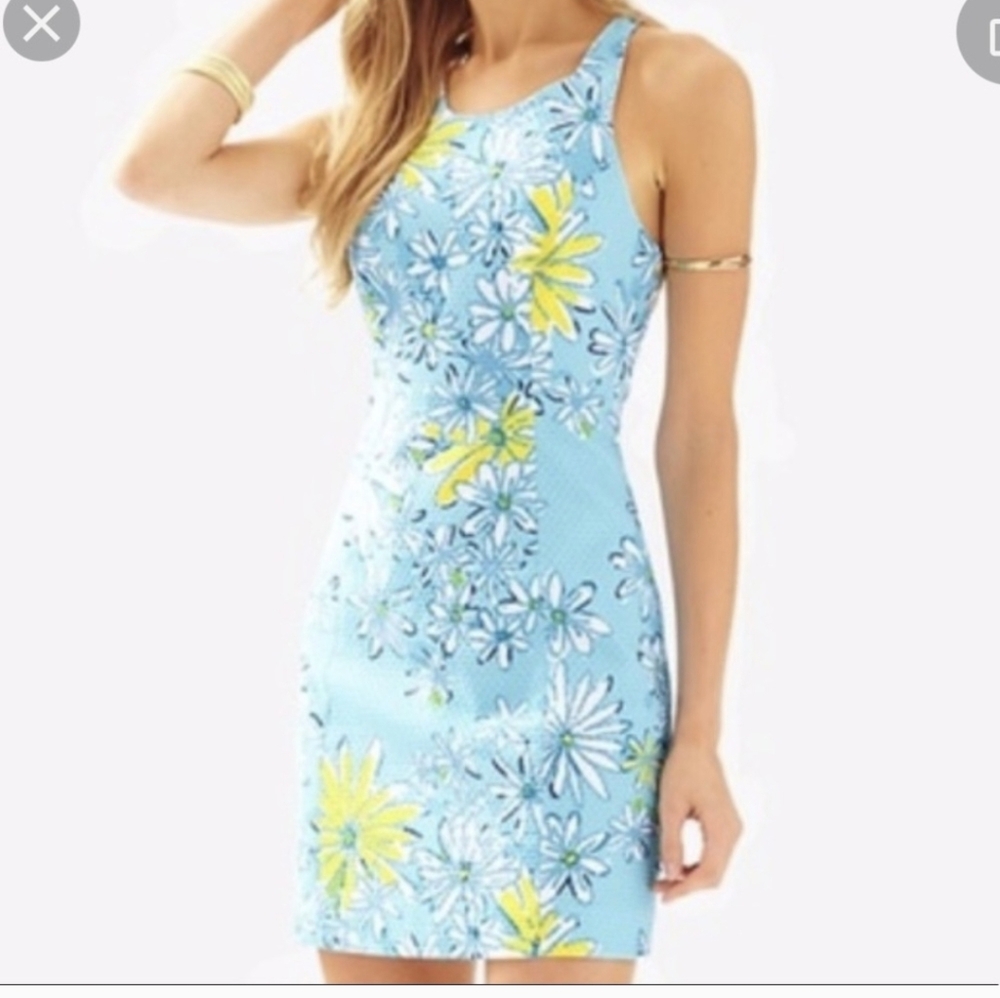 Lilly Pullitzer Grayes Racerback Shiftdress In Breakwater Blue Daisy Dance Sz 0